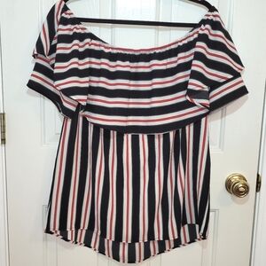 Striped Off-Shoulder Women's Top